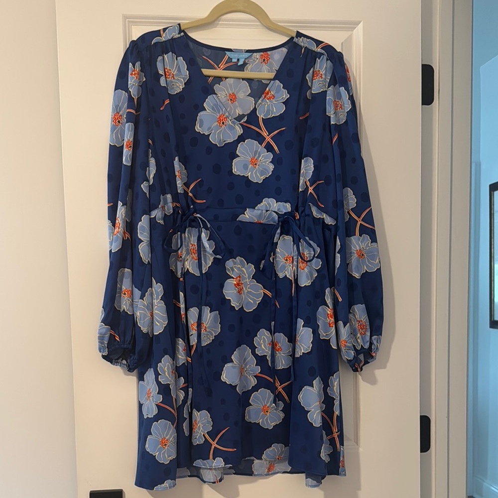 Floral Blue Draper James Dress with Long Sleeves